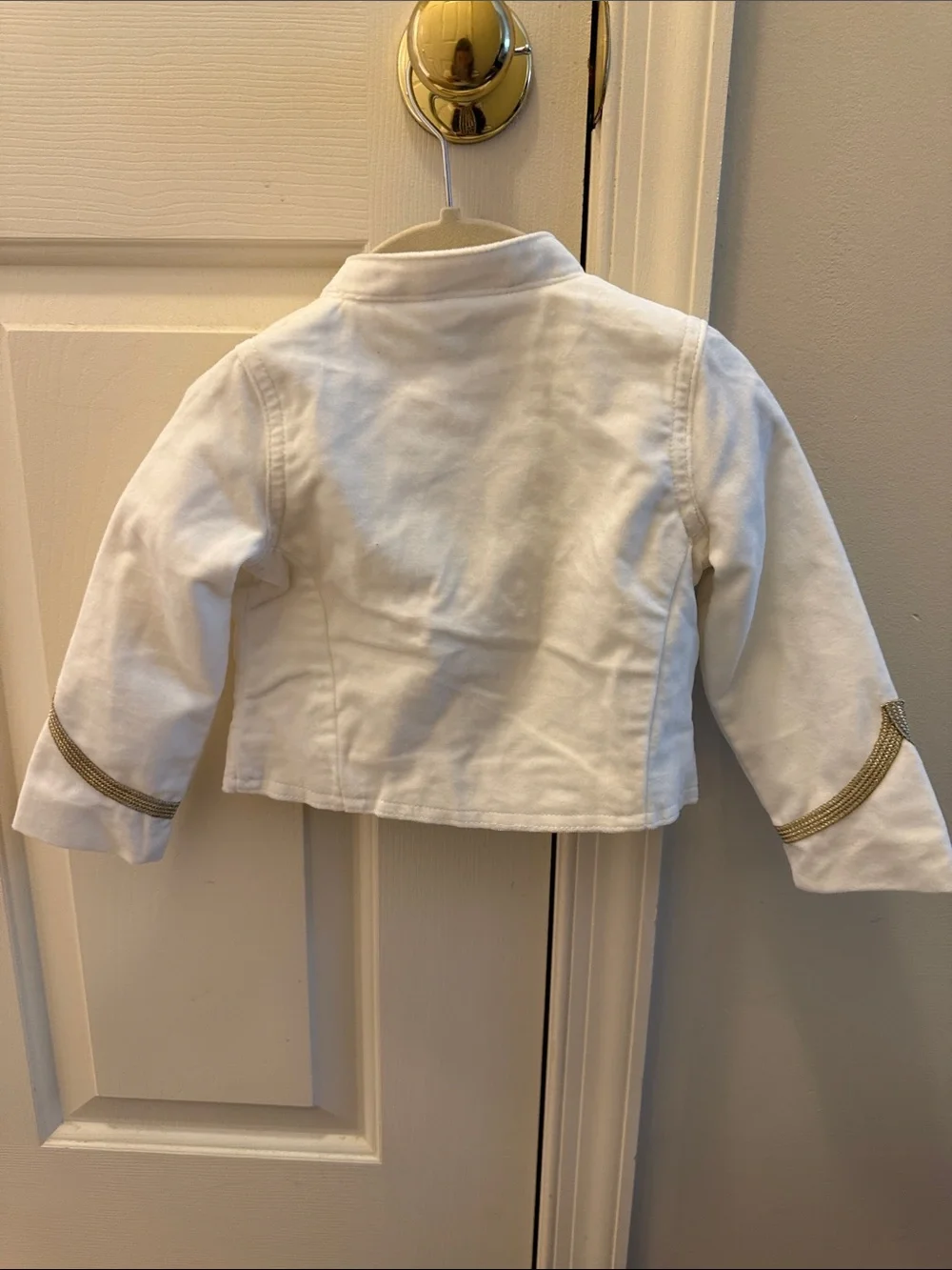 White & Gold Military-Style Kids Jacket